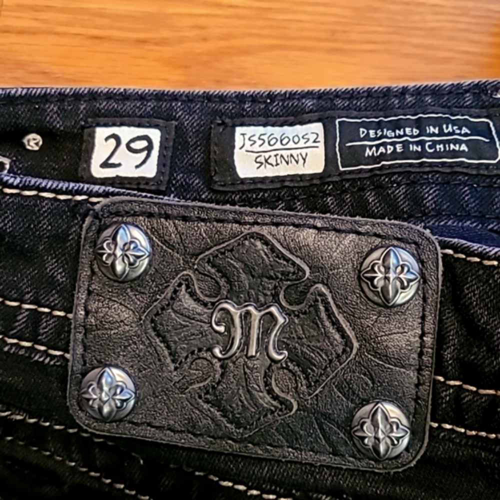 MISS ME VINTAGE WOMEN'S 29x30 SKINNY GIRLS ROCKER BLACK DENIM JEANS - Picture 8 of 8